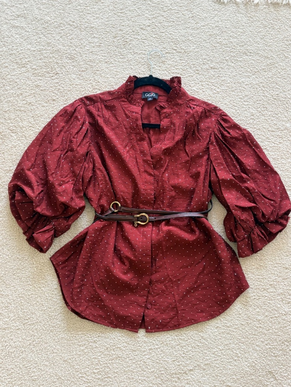 GiGio Blouse, Size M, Maroon, Sparkle